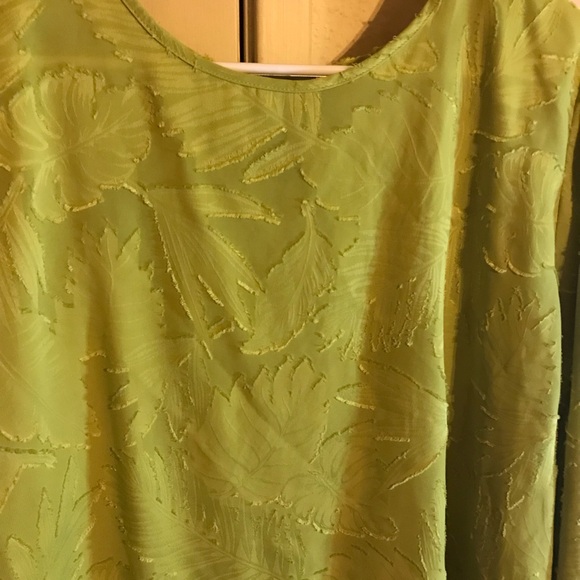 Investments Green Relaxed Blouse with Full Sleeves - Picture 2 of 3